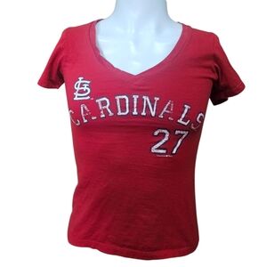 St. Louis‎ Cardinals Women's Red V-Neck Top Jhonny Peralta Size Small
